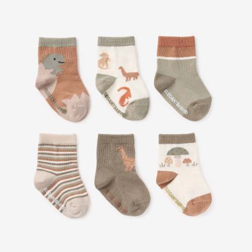 Dinosaur Non Slip Baby Socks 6 PK – Elegant Baby