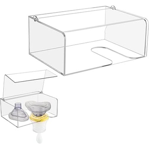 Beautyflier Wall-Mounted Holder for LifeVac Choking Rescue Device, Durable Acrylic Shelf Box for Airway Suction Device, Holds 1 Device + 1 Mask, Easy to Install and Access (Holder Only)