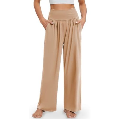 Gracyoga Wide Leg Yoga Pants for Women Casual Loose Cozy Sweatpants High Waisted Lounge Pajama Flowy Pants With Pockets