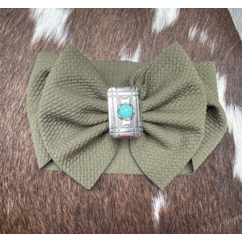 Green concho headband baby bow – Six shooter boutique