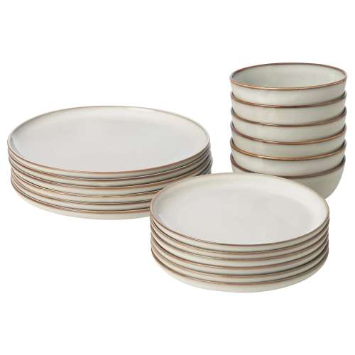 GLADELIG 18-piece dinnerware set - gray