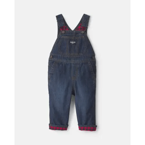 Baby Boy Buffalo Check Denim Overalls - Dark Wash - OshKosh B'gosh | Carter's