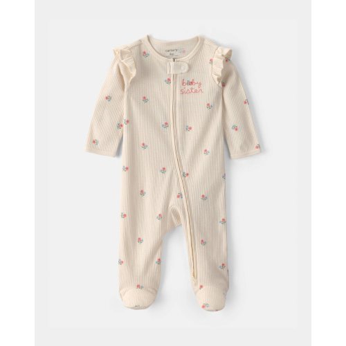 Baby Girl 'Baby Sister' Snug Fit Sleep & Play Pajamas - Ivory | Carter's