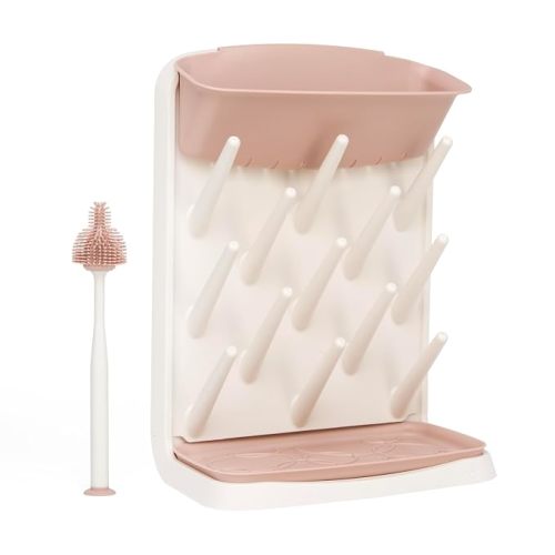 Ubbi Vertical Drying Rack, Baby Accessory, Space Saving Countertop with Cleaning Brush