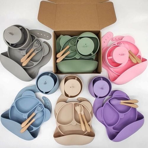 Baby Silicone Feeding Tableware Set, 6-Piece-343 – Baby Sleep Better