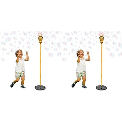 Tiki Torch Bubbler - Valentine's Bubble Machine with Lights and Music, Bubble Blower and Wand, Rechargeable Outdoor Toy for Kids Teens Birthday Party, 4 Feet Tall, Includes 4oz Bubble Solution