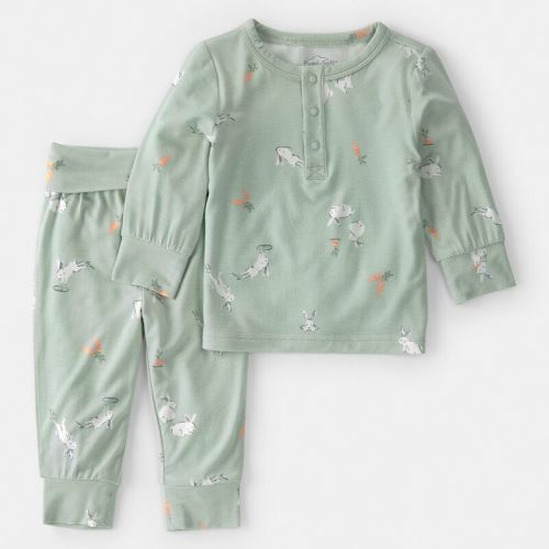 Baby 2-Piece Bunny Long-Sleeve Top & Pant Set - Green | Carter’s Oshkosh Canada