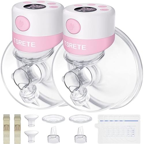 TSRETE Breast Pump, Double Wearable Breast Pump, Electric Hands-Free Breast Pumps with 2 Modes