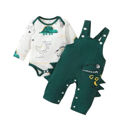 Baby Boy Clothes Fall Winter Outfits Infant Dinosaur Romper Cartoon Adjustable Suspender Overalls Pants Set