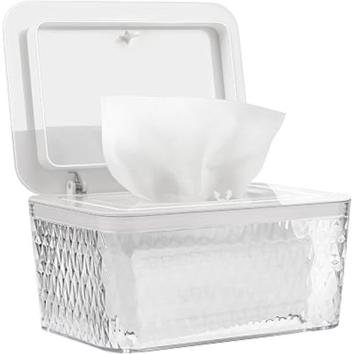 Baby Wipes Dispenser, One-Handed Operation Wipes Container, White