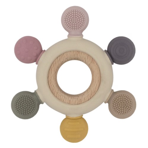 Playground Silicone Multi Surface Teething Wheel Rose | Interactive Toys | Baby Bunting NZ