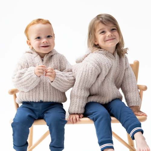 Chenille - Stone Hooded Jacket with Striped Texture – Angel Dear
