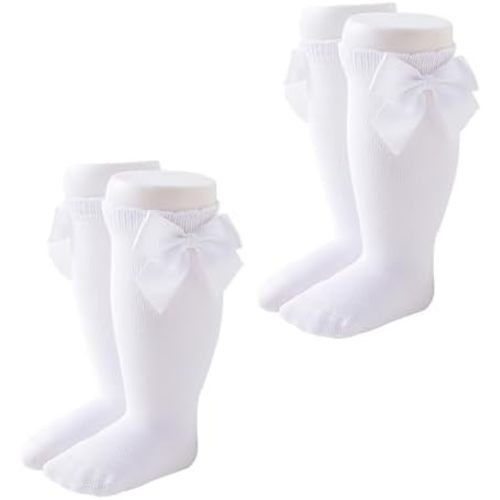 Marchare Baby Girls Knee High Socks Baby Girls Bow Stockings Cotton Uniform Stockings Dress Socks