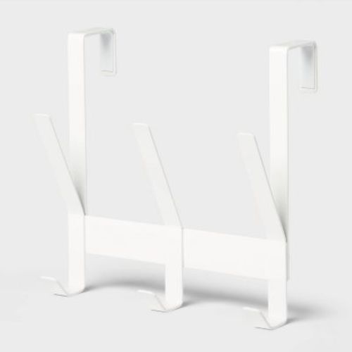Heavy Duty Over The Door 3 Hooks Rail Matte White - Brightroom™: Steel Door Hanger Rack, Powder-Coated, No Assembly