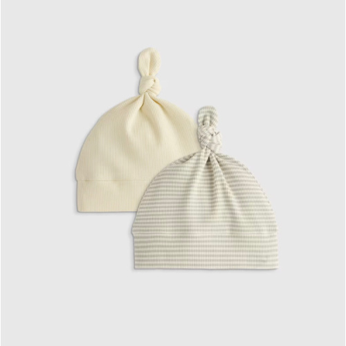 The Softest Rib Hat (2-Pack) in Ivory/Grey Stripe