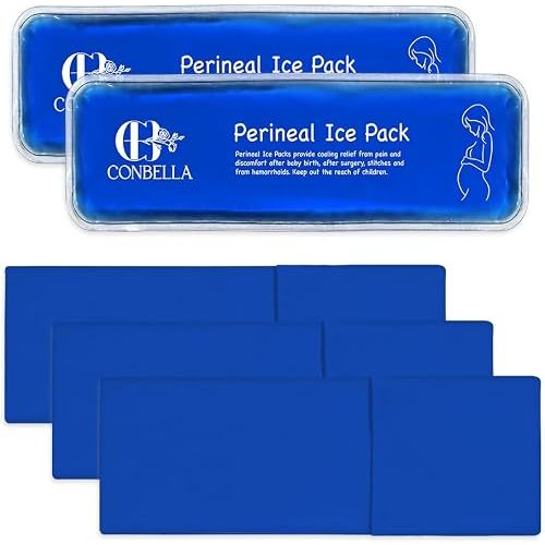 Perineal Ice Packs for Postpartum Recovery, Reusable Hot & Cold Postpartum Ice Packs, 2 Gel Ice Packs & 3 Washable Soft Covers for Hemorrhoid & C-Section Relief, New Mom Gift(Blue)
