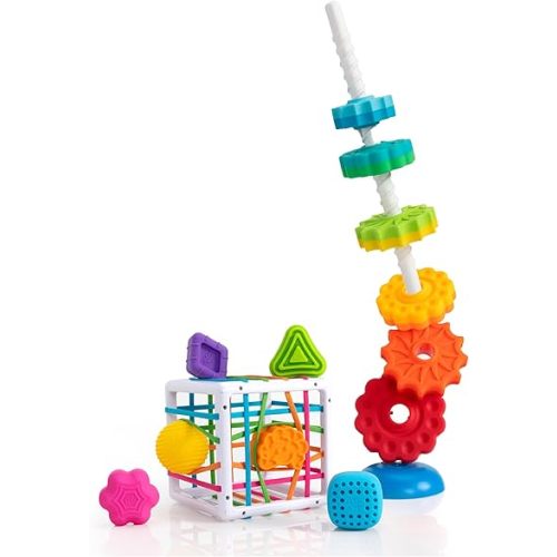 Fat Brain Toys - Sensory Stack & Sort Set - SpinAgain & InnyBin Bundle
