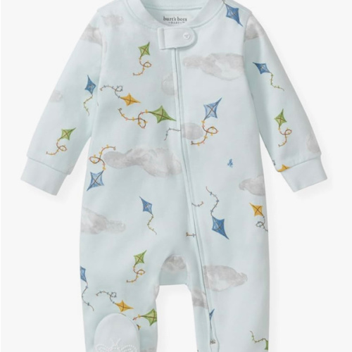 Burt's Bees Baby Boys Sleep and Play PJs, 100% Organic Cotton One-Piece Zip Front Romper Jumpsuit Pajamas