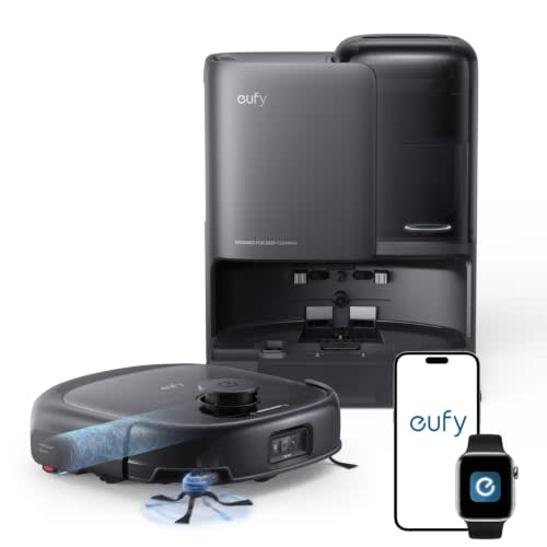 eufy E25 Robot Vacuum and Mop Combo, 20,000 Pa, HydroJet Roller Mop | Extendable Side Brush, Zero-Tangle Design, All-in-One Station, AI Obstacle Avoidance, Edge-to-Corner Cleaning