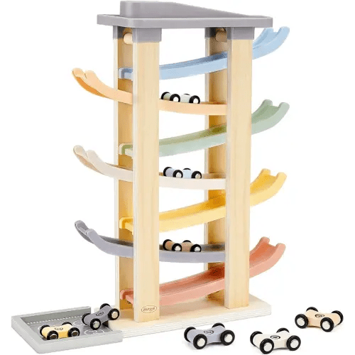 Joyreal Montessori Toddler Toys for 1 2 3 Year Old Wooden Car Ramp Toys