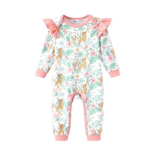 Disney Stitch Princess Minnie Winnie Marvel Baby Girls Ruffle Long Sleeve Romper Footie Outfit for Newborn to Toddler