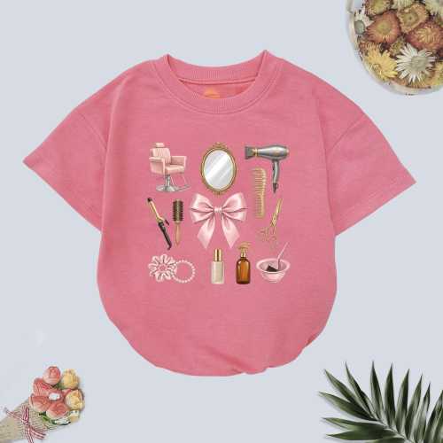 Hair Stylist Baby Romper, Salon Tools Infant Bodysuit, 100% Cotton, Handmade