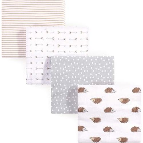 Hudson Baby Unisex Baby Cotton Flannel Receiving Blankets, Hedgehog, One Size