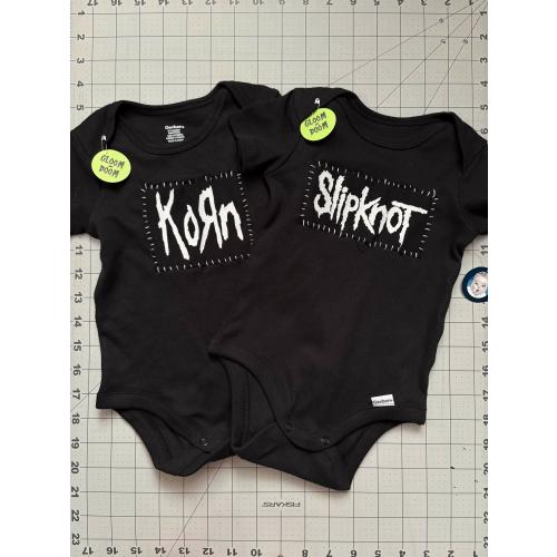 Black Hand Sewn Punk Baby Onesies | 6-9 Months & 3-6 Months, Metal, Goth