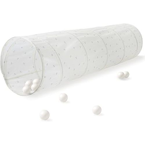 3 Sprouts Kids Play Tunnel - Pop Up Collapsible Tunnels with Recycled Fabric - Fun Crawling Tunnel for Toddler, Baby, Children to Crawl Through, Gross Motor Toy for Indoor Play - Blueberry Ivory