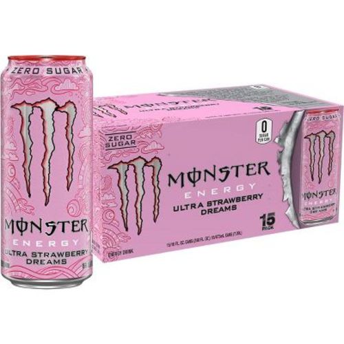 Monster Energy Ultra Strawberry Dreams, Sugar Free Energy Drink, 16 Ounce (pack Of 15)