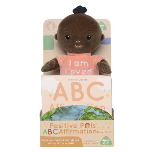 Kids for Culture 10" Baby Doll with ABC Board Book, Dk. Brown Skin-Tone, 2 Piece Set (0-5 Years)