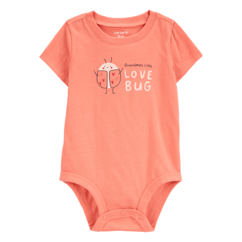 Baby Grandma's Little Love Bug Short-Sleeve Bodysuit - Peach - Carter's | Carter's