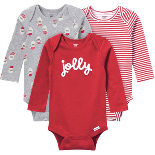 3-Pack Baby Neutral Jolly Long Sleeve Onesies® Bodysuits