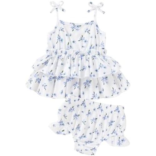 Happy Town Baby Girl Clothes Summer Infant Outfits Sleeveless Tank Tops Newborn Shorts Set Bloomers Toddler Shirt