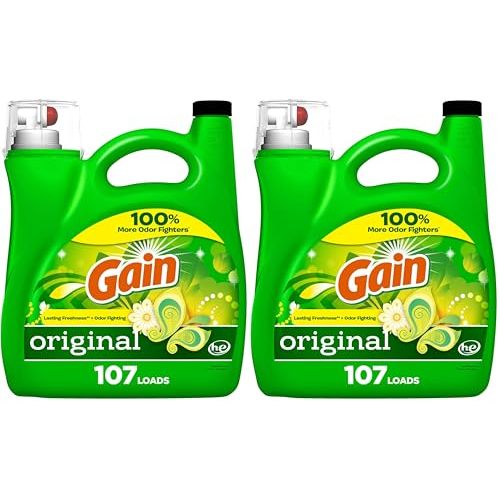 Gain Liquid Laundry Detergent, Original Scent | 107 Loads | 154 oz | HE Compatible | Pack of 2
