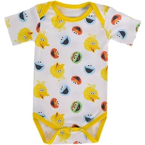 Copper Pearl Short Sleeve Bodysuit Baby: Ultra Soft Bodysuits for Newborns and Infants - Stylish, Comfortable, Overlap Shoulders, Premium Knit Fabric - Sesame Scribbles, 6-12 Months