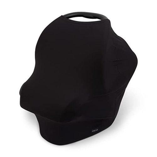 Breathable Nursing Cover Up and Car Seat Cover for Babies Simka Rose - Breastfeeding Cover for Baby Boy & Girl - Adjustable Stretchy Infant Carseat Canopy Carrier Cover for Summer - Must Have Registry - black