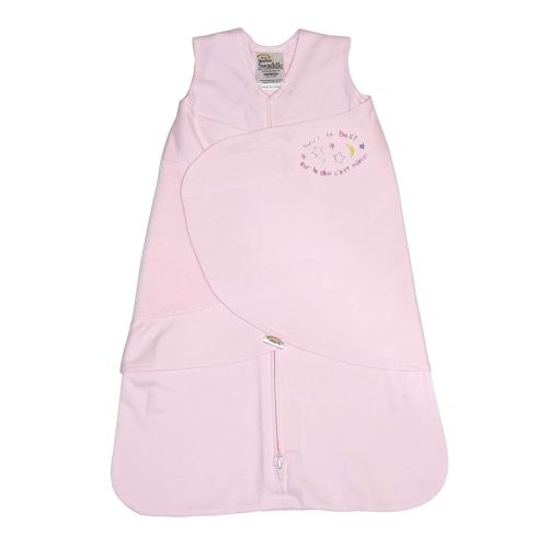 Halo 100% Cotton Muslin Sleepsack Swaddle, 3-Way Adjustable Wearable Blanket, Light Pink, Small, 3-6 Months