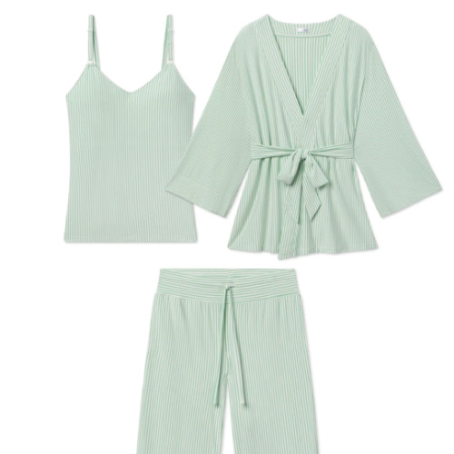 LAKE | Women | DreamModal Pajamas | English Rose Pencil Stripe Maternity Kimono Bundle