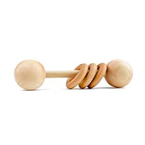 Amazon.com : Wood Baby Rattle Teether by Homi Baby, Perfect Montessori Grasping Teething Toy for Babies, Handmade in The USA, Sealed with Organic Virgin Coconut Oil & Beeswax (Natural) : Toys & Games