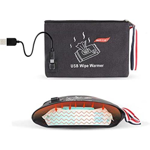 USB Baby Wipe Warmer, Razzil 5V Portable USB Baby Infant Wet Wipes Warmer Bag for Travel and On The Go