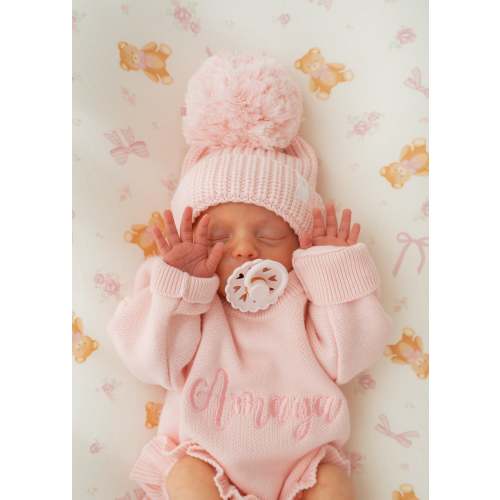 Knitted Pom Beanie | Baby Pink – Little and Fern