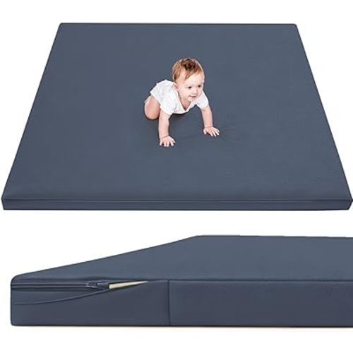 Waterproof Baby Play Mat for Floor 1.3" Thick Memory Foam 47 * 47 Cushion Playpen Playmat Tummy Time Crawling Mat Nursery Rug Pad Mattress Create Soft & Safe Area for Infants,Toddler,Kids,Navy