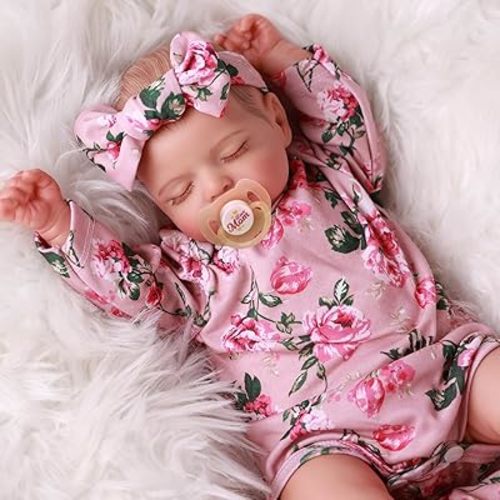 BABESIDE Lifelike Reborn Baby Dolls - Sleeping Realistic Newborn Soft Body Real Life Girl Dolls with Accessories Gifts for Kids Age 3 + & Collection, 20 inches