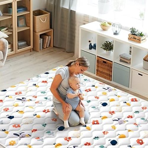 Tapis de jeu pliable en mousse inodore de qualité supérieure pour bébé, 180,3 x 150,9 cm, extra large et épais pour bébés, tout-petits, nourrissons, tapis doux pour bébé pour le sol, le jeu et le