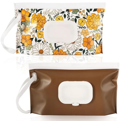 FEBSNOW 2 Pack Baby Wipe Dispenser, Portable Wet Wipe Holder Containers