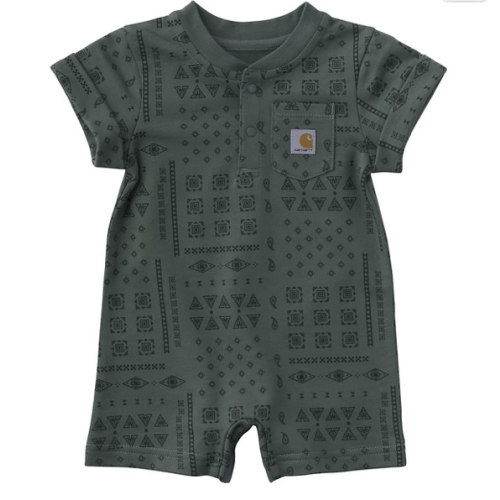 6-9M green Kids' Short Sleeve French Terry Romper (Baby) | Carhartt