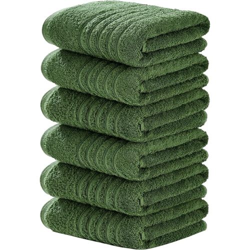 Aibaser Towels 6 Pack Bath Towel for Bathroom, 100% Cotton (24 x 48 Inches) High Absorbency Quick Drying (Green, 24 x 48 Inches)