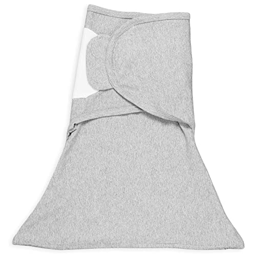 SleepingBaby Zippy Swaddle - 100% Cotton Newborn Swaddle Transition Wearable Blanket with Bottom Zipper - Secure, Breathable for Safer Sleep - Heather Grey - Small/Medium (7-13 lbs)