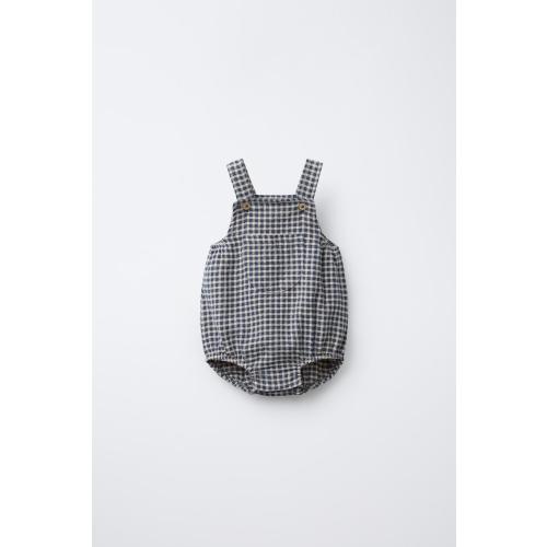 GINGHAM ROMPER - Navy blue | ZARA United States